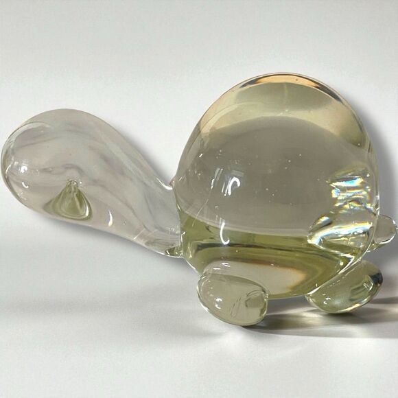 Paperweight clear Glass Turtle Round Figurine Desk Office Decor Whimsical - Picture 5 of 6